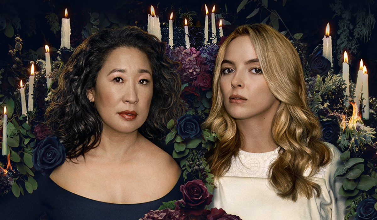 Sandra Oh e Jodie Comer nel poster di “Killing Eve 4”. Credits: Timvision.