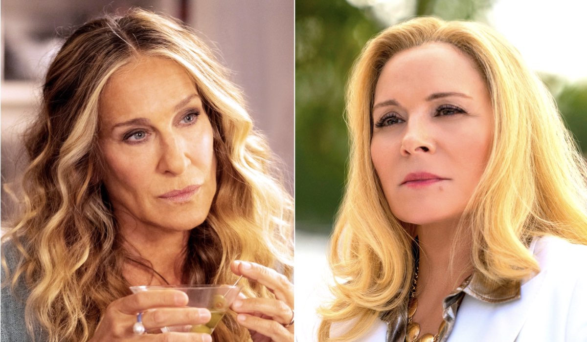 sarah jessica parker in and just like that (sky italia) kim cattrall in filthy rich (disney plus)