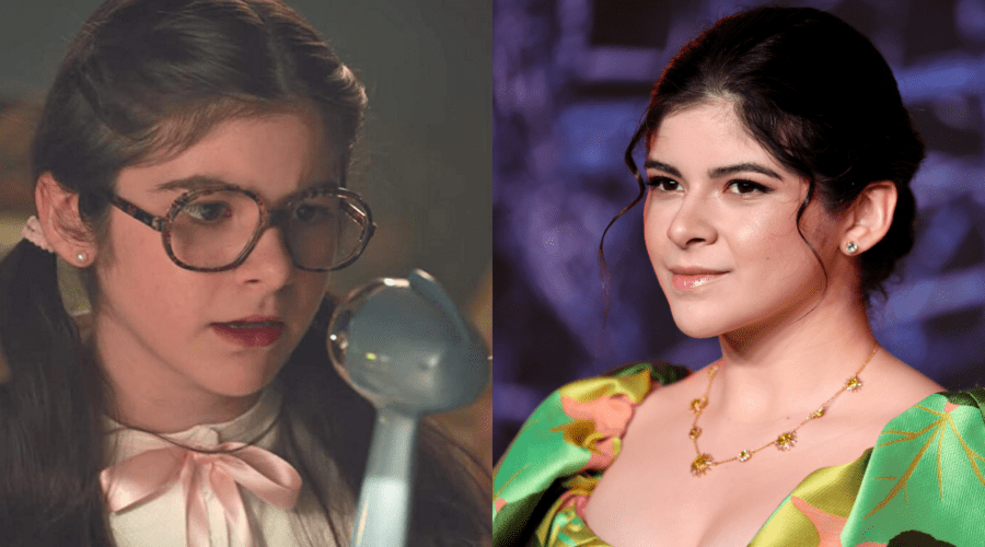 Da sinistra: Suzie in una scena della terza stagione. A destra: Gabriella Pizzolo alla première della serie. Credits: Netflix/Getty Images for Netflix.