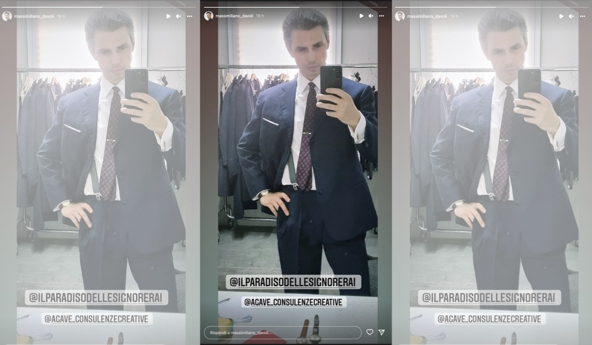 Massimiliano Davoli in un selfie sul set de 