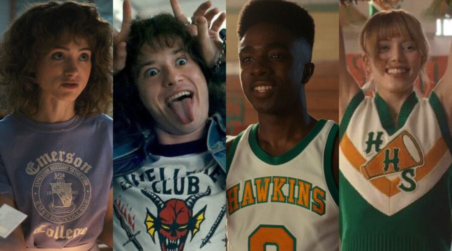Da sinistra: Nancy, Eddie, Lucas e Chrissy in “Stranger Things”. Credits: Courtesy of Netflix/Cattura Schermo Netflix.
