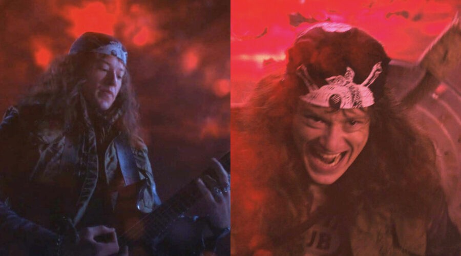 Eddie Munson in due fotogrammi di “Stranger Things 4”. Credits: Cattura schermo/Netflix.