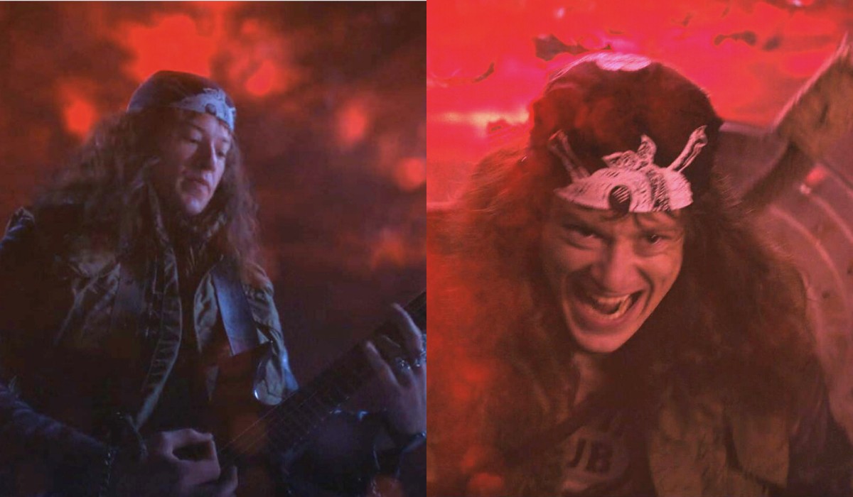Eddie Munson in due fotogrammi di “Stranger Things 4”. Credits: Cattura schermo/Netflix.