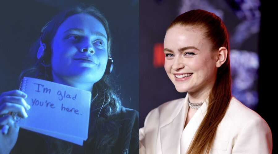 A sinistra: Max in una scena di “Stranger Things 4”. A destra: Sadie Sink alla première di “Stranger Things 4”. Credits: Getty Images/Netflix.