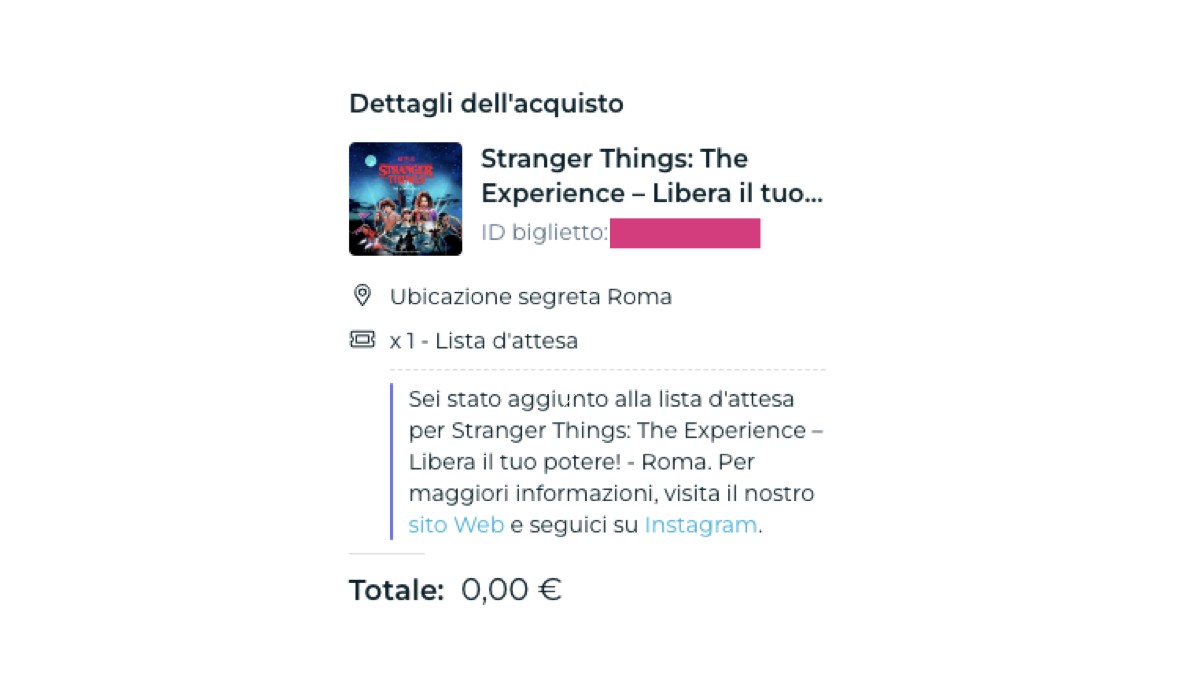 Dal sito di “Stranger Things: The Experience” sul sito Fever. Credits: Cattura schermo.