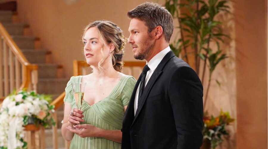 Da sinistra Annika Noelle interpreta Hope e Scott Clifton interpreta Liam In 