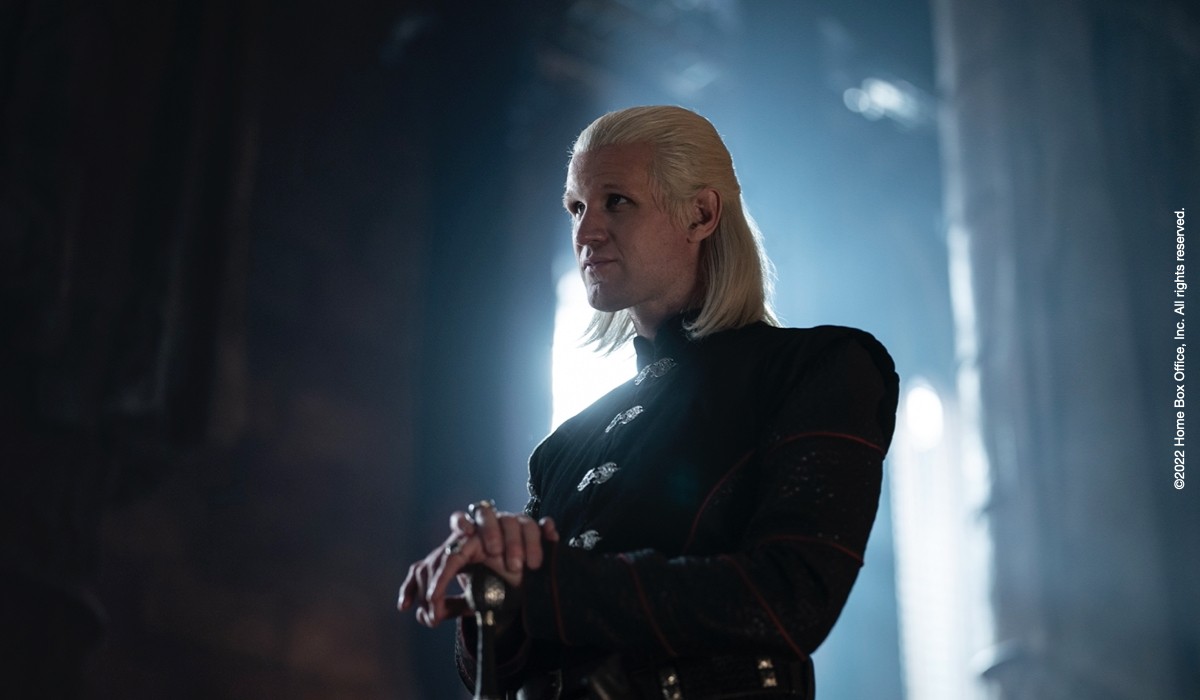 Matt Smith (Principe Daemon Targaryen) in una scena di “House of the Dragon”. Courtesy of HBO