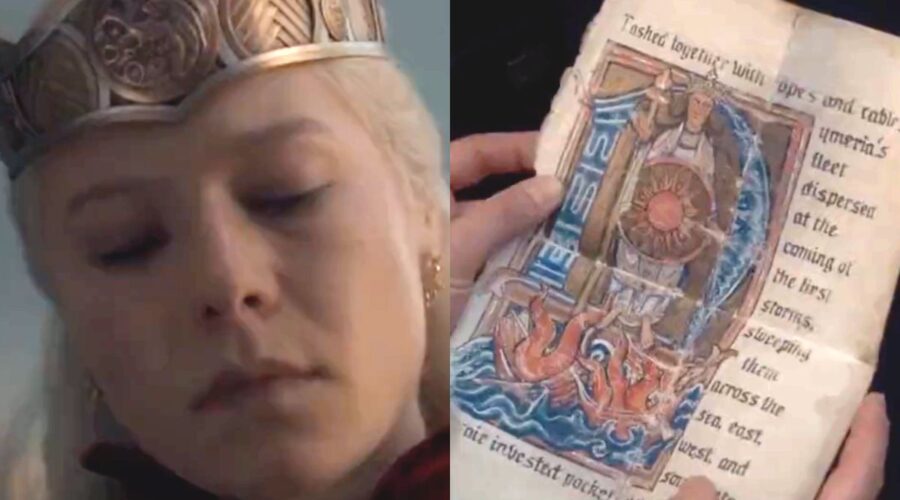 Rhaenyra e la pagina nel decimo episodio di “House of the Dragon”. Credits: cattura schermo/HBO.