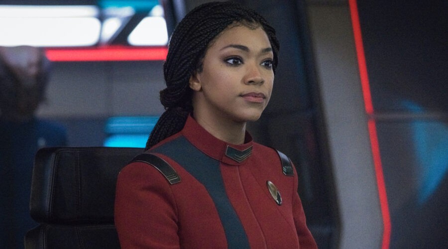 Sonequa Martin-Green in un'immagine di “Star Trek: Discovery”. Credits: PLUTO TV.