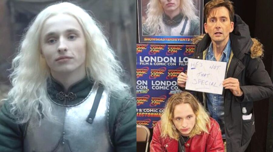 A sinistra: Ty Tennant in “House of the Dragon”. A destra: Ty e David Tennant. Credits: Georgia Tennant/Instagram.