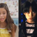 A sinistra: Jenna Ortega in un fotogramma di “Harley in mezzo”. A destra: Mercoledì in una scena della serie Netflix. Credits: Twitter/Courtesy of Netflix.