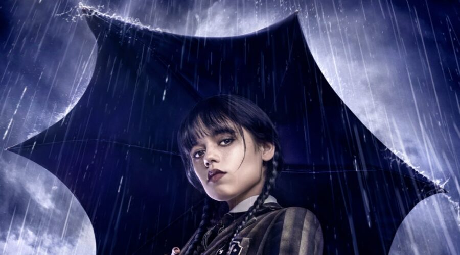 Jenna Ortega nella key art di “Mercoledì”, la serie tv. Credits: Netflix.