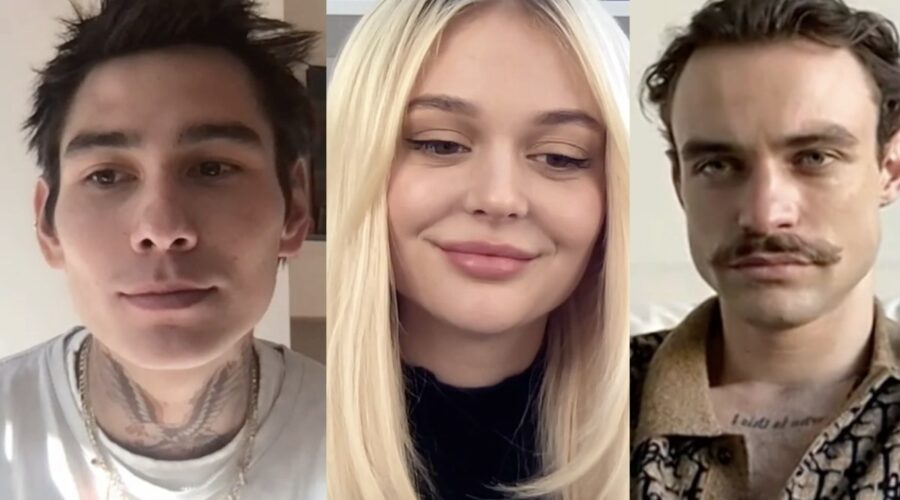 Da sinistra: Evan Mock, Emily Alyn Lind e Thomas Doherty nell'intervista per la stagione 2 del reboot di “Gossip Girl”. Credits: Cattura schermo/Tvserial.it.