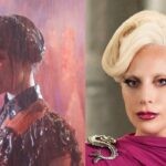 Da sinistra: Jenna Ortega in “Mercoledì” e Lady Gaga in “AHS: Hotel”. Credits: Vlad Cioplea/Netflix © 2022/Disney+.