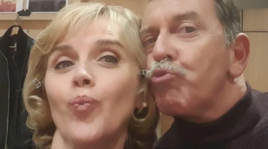 Da sinistra: Valentina Tomada (Palma Rizzo) e Pietro Genuardi (Armando Ferraris) sul set de