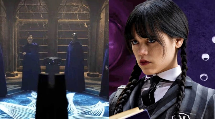 Da Sinistra Una Scena Dei Belladonna Riuniti E Jenna Ortega In Mercoledì Credits Netflix