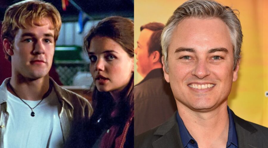 A sinistra: James Van Der Beek e Katie Holmes in una scena di “Dawson's Creek”. A destra: l'attore Kerr Smith partecipa alla prima di 