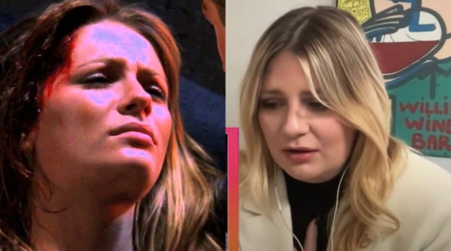 A sinistra: un fotogramma della morte di Marissa in “The OC”. A destra: Mischa Barton ospite del podcast.