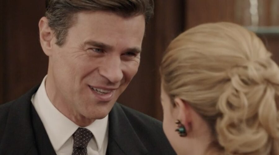 Da sinistra: Fabio Fulco (Ferdinando Torrebruna) e Ludovica Brancia di Montalto (Giulia Arena) in una scena della puntata 122 de 