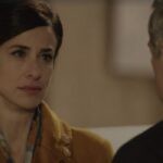 Da sinistra: Lara Komar (Gloria Moreau) e Massimo Poggio (Ezio Colombo) in una scena della puntata 128 de 