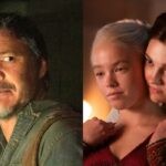 A sinistra: Pedro Pascal in “The Last of Us”; a destra: Emily Carey e Milly Alcock in “House of the Dragon”. Credits: Sky Italia.