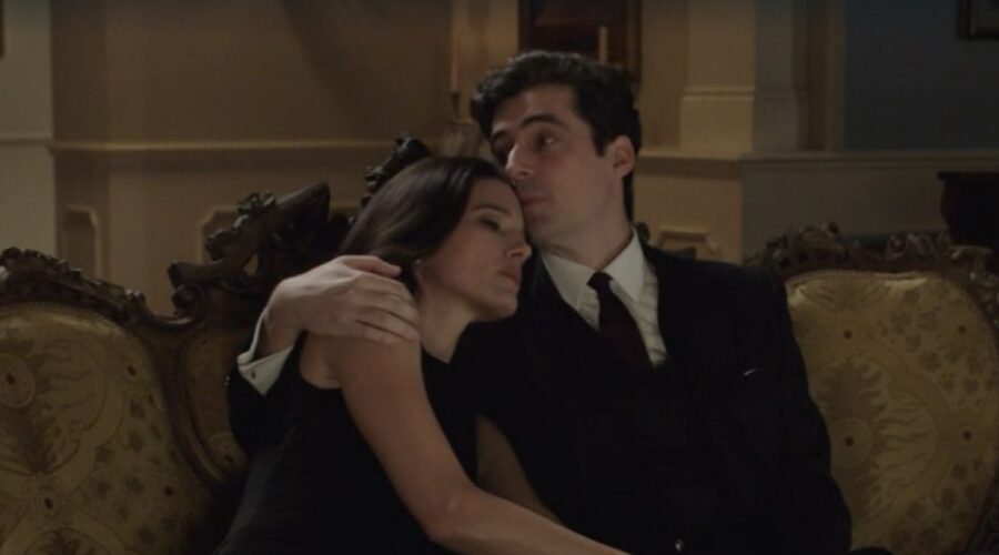 Da sinistra: Chiara Baschetti (Matilde Frigerio Di Sant'Erasmo) e Flavio Parenti (Tancredi Di Sant'Erasmo) in una scena della puntata 148 de 