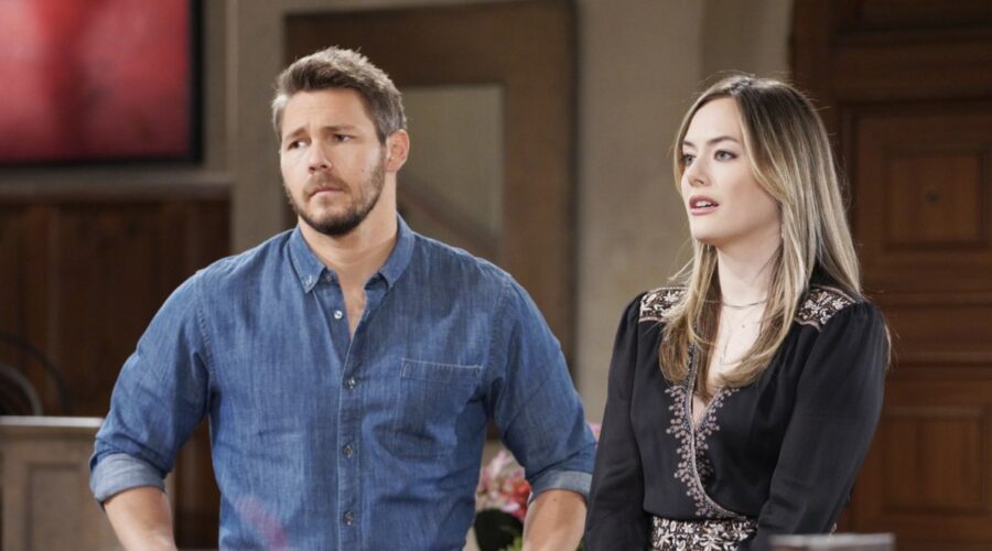 Da sinistra: Scott Clifton (Liam Spencer) E Annika Noelle (Hope Logan) in “Beautiful”. Credits: BBL DISTRIBUTION/Mediaset.