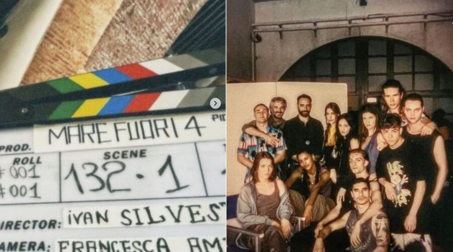 Da Sinistra: post Instagram inizio riprese condiviso da Maria Esposito/ A destra: post Instagram con cast Mare Fuori 4 condiviso Da Antonio De Matteo
