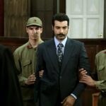 Murat Ünalmis (Demir) in una scena del processo a carico di Zuleyha nella puntata di “Terra Amara” in onda sabato 10 giugno 2023 su Canale 5. Credits: RTI Mediaset.