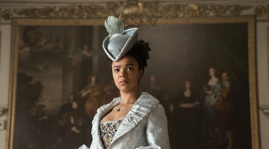 India Amarteifio nei panni della Regina Carlotta nell'episodio 1 di “La Regina Carlotta: Una storia di Bridgerton”. Credits: Liam Daniel/Netflix © 2023.