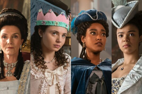 Da sinistra: la principessa Augusta, Violet Ledger, Agatha Danbury e Carlotta. Credits: Liam Daniel/Netflix.