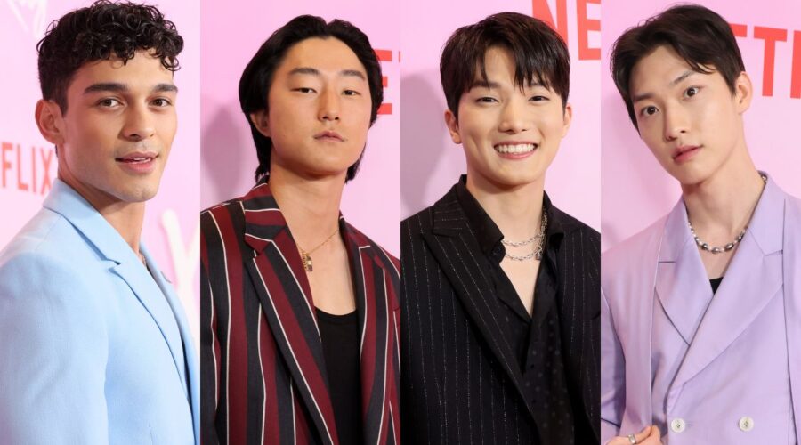 Da sinistra: Anthony Keyvan, Minyeong Choi, Peter Thurnwald e Sang Heon Lee alla première di “XO, Kitty”. Credits: Foto di Rodin Eckenroth/Getty Images per Netflix.