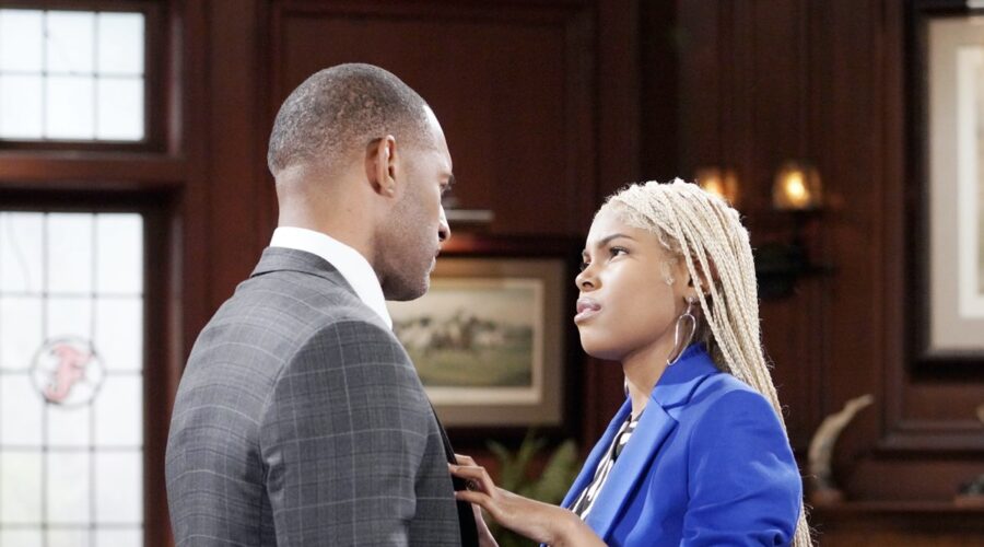 Da sinistra: Lawrence Saint-victor (Carter Walton) e Diamond White (Paris Buckingham) in una scena di “Beautiful”. Credits: BBL Distribution/RTI Mediaset.