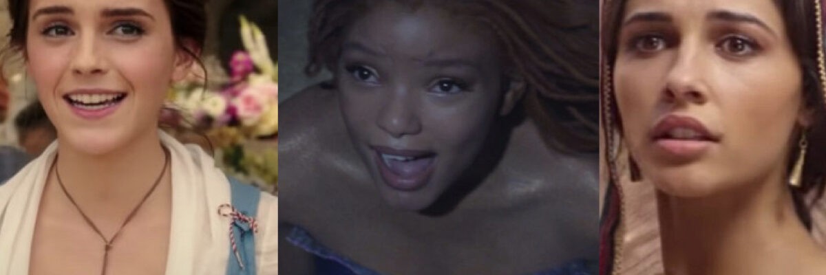 da sinistra emma watson, halle bailey e namoin scott nei live action disney credits disney plus