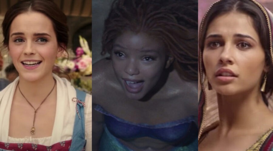 da sinistra emma watson, halle bailey e namoin scott nei live action disney credits disney plus