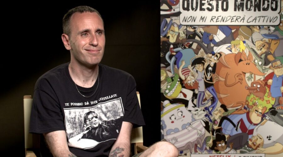 Michele Rech, in arte ZeroCalcare, nell'intervista per “Questo Mondo Non Mi Renderà Cattivo”. Credits: Tvserial.it.