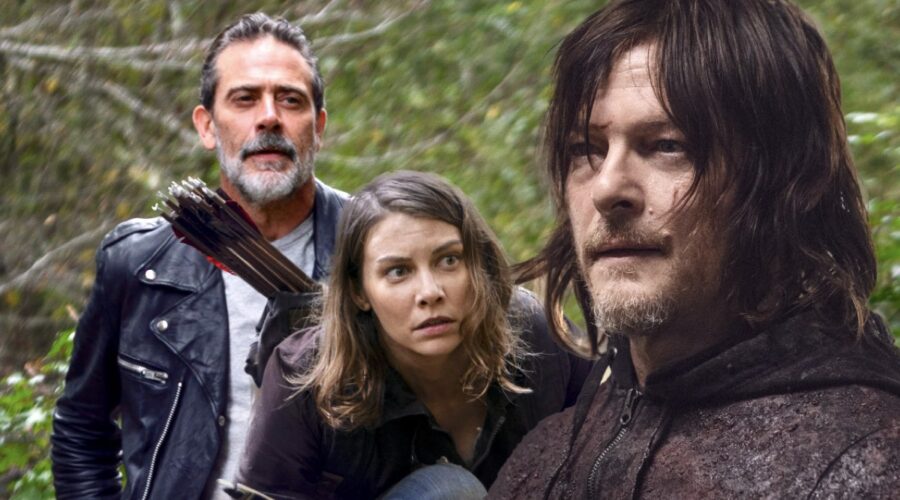 Da sinistra: Negan, Maggie e Daryl in delle immagini - assemblate - di “The Walking Dead”. Credits: AMC/Fox/Disney.