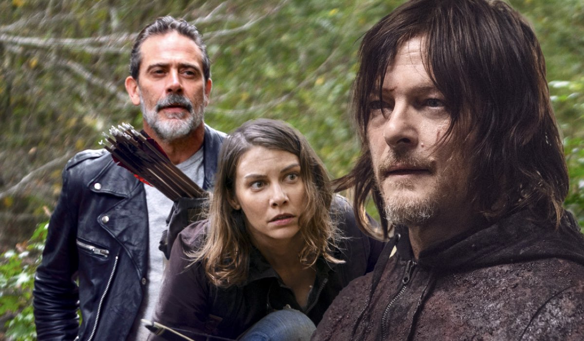 Da sinistra: Negan, Maggie e Daryl in delle immagini - assemblate - di “The Walking Dead”. Credits: AMC/Fox/Disney.