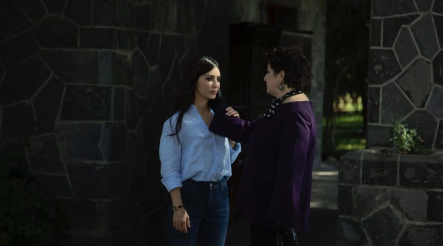 Da sinistra: Melike İpek Yalova (Müjgan Hekimoğlu Akkaya) e Esra Dermancıoğlu (Behice Hekimoğlu) in una scena di