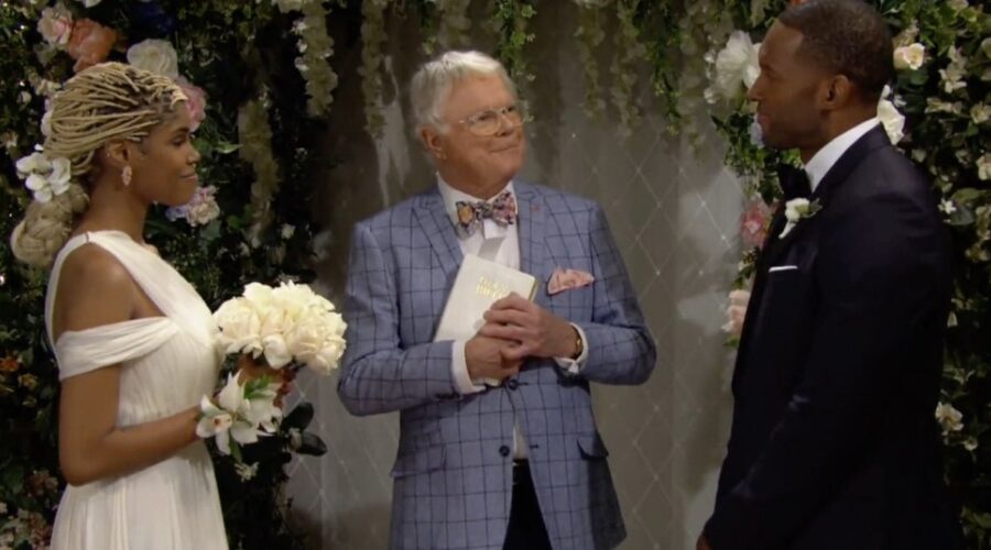 Da sinistra: Diamond White (Paris Buckingham) e Lawrence Saint-victor (Carter Walton) in una scena di “Beautiful”. Credits: Cattura schermo Twitter/BBL Distribution/RTI Mediaset.