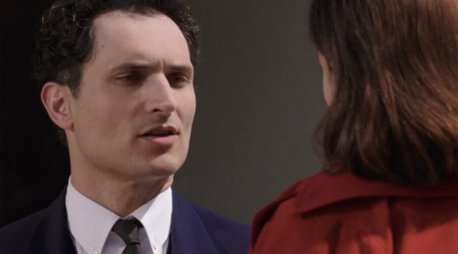 Da sinistra: Alessandro Tersigni (Vittorio Conti) e Chiara Baschetti (Matilde Frigerio Di Sant'Erasmo) in una scena della puntata 9 de 