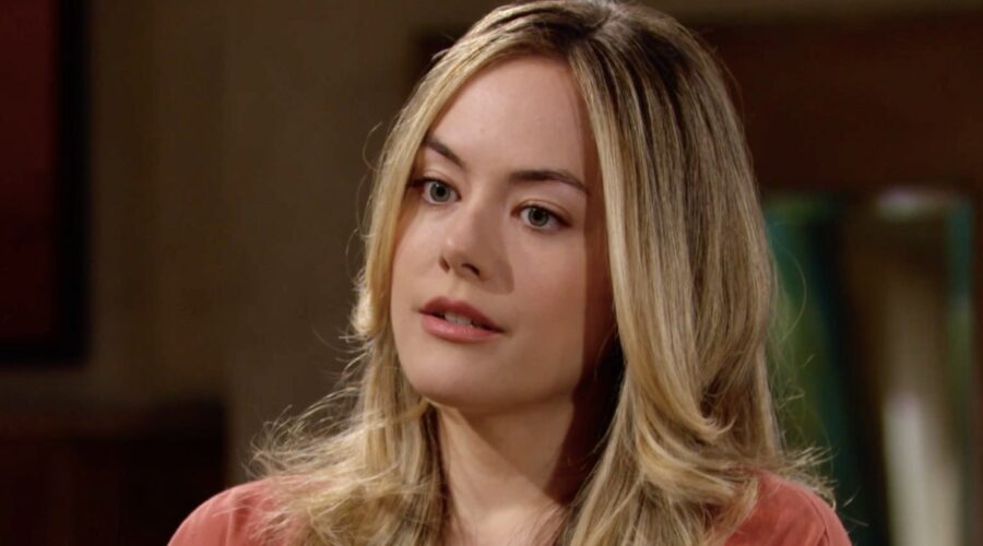 Hope Logan (Annika Noelle) in una scena di “Beautiful”. Credits: BBL Distribution/Cattura Schermo Mediaset Infinity/RTI Mediaset.