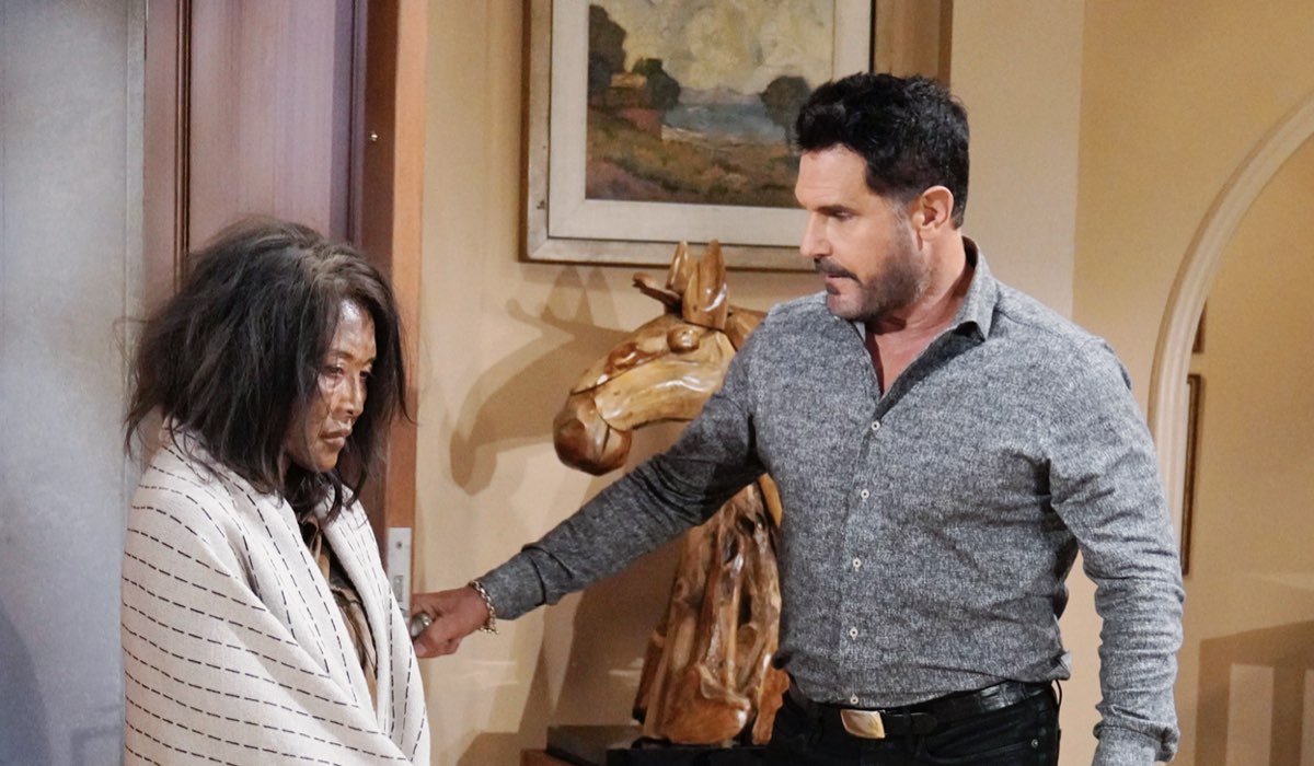 Da sinistra: Naomi Matsuda (Li Finnegan) e Don Diamont (Bill Spencer) in una scena di “Beautiful”. Credits: BBL Distribution/RTI Mediaset.