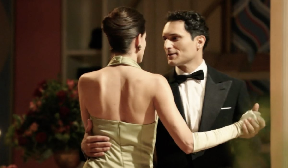 Da sinistra: Chiara Baschetti (Matilde Frigerio Di Sant'Erasmo) e Alessandro Tersigni (Vittorio Conti) in un flashback nella scena della puntata 45 de 