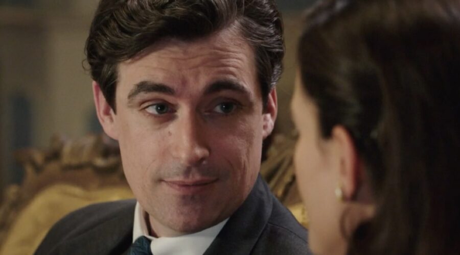 Da sinistra: Flavio Parenti (Tancredi Di Sant'Erasmo) e Chiara Baschetti (Matilde Frigerio Di Sant'Erasmo) in una scena della puntata 44 de 