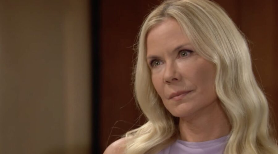 Brooke (Katherine Kelly Lang) in un fotogramma di “Beautiful”. Credits: Cattura schermo/Mediaset Infinity.