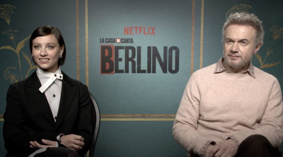 Da sinistra: Michelle Jenner e Tristán Ulloa nell'intervista per “Berlino”. Credits: Tvserial.it.