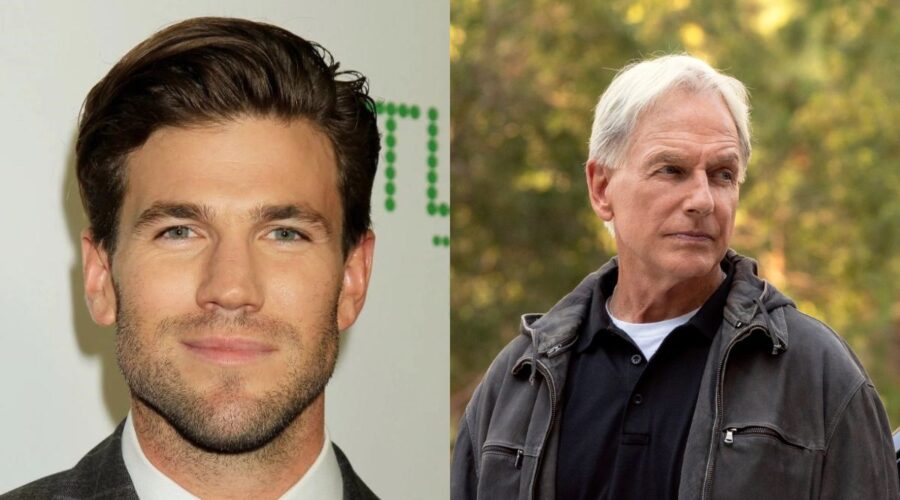 Da sinistra: Austin Stowell e Mark Harmon in una scena di “NCIS”. Credits: Dave Allocca/Paramount+/Disney+.