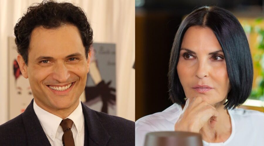 A sinistra: Alessandro Tersigni (Vittorio Conti) in un posato per ”Il Paradiso Delle Signore 8”. Credits: P. Bruni e Rai. A destra: Nina Soldano (Marina) in una scena di “Un Posto al Sole”. Credits: Rai.