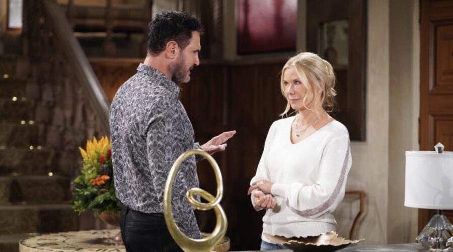 Da sinistra: Don Diamont (Bill Spencer) e Katherine Kelly Lang (Brooke Logan) in una scena di “Beautiful”. Credits: BBL Distribution/RTI Mediaset.